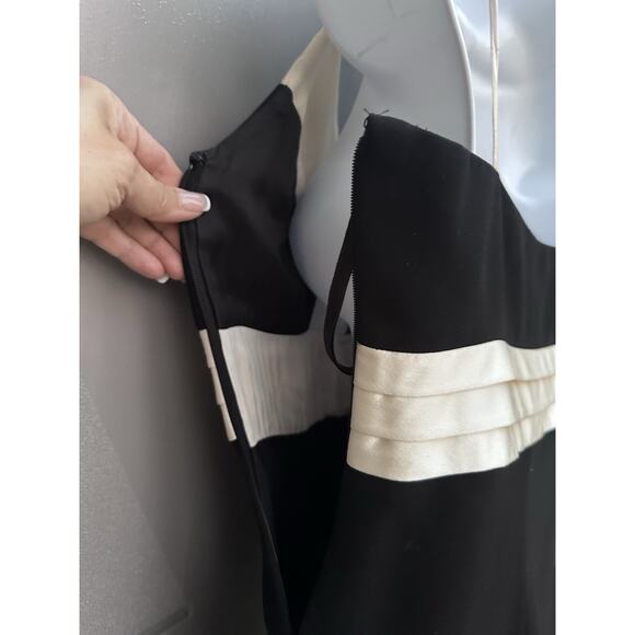 Ann Taylor Black/Ivory Babydoll Cocktail Dress Sz 2P Classic Preppy Timeless - Picture 9 of 11